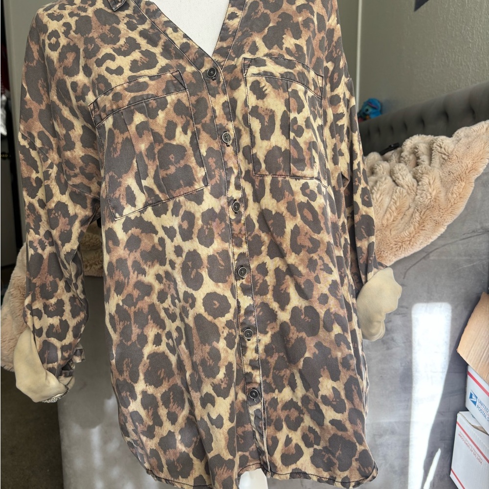 Lovestitch Brown Leopard Print Shirt